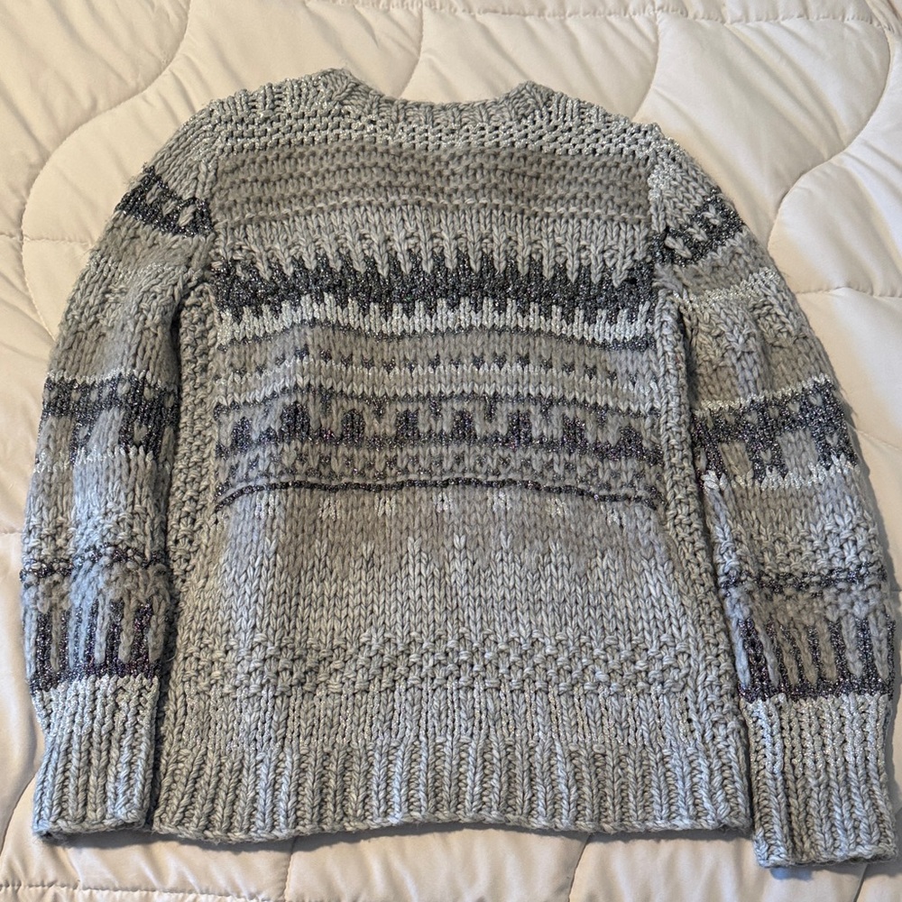 Gray Patterned Knit Sweater - image 3